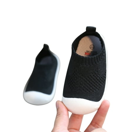 

Rockomi Boys Sneakers Slip On Walking Shoe Breathable Crib Shoes Sports Patchwork Anti-Slip Trainers Anti Collision Comfort Flats Black 6.5C