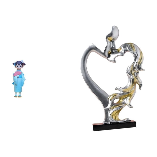 Figura de pareja besándose, muñeco de geisha japonés, estatua de pareja, adorno tradicional, escultura de resina pintada a mano, ideal para sala de es