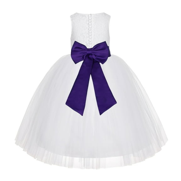 Ekidsbridal White Floral Lace Junior Flower Girl Dress Christening Communion Gown for Church Toddlers LG7noFT M