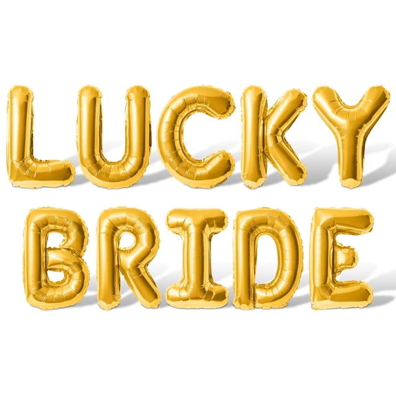 Letter Balloons - LUCKY BRIDE 16" Inch Alphabet Letters Foil Mylar Balloon Bachelorette Party Banner (Gold)