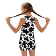 thumbnail image 4 of Xoenoiee Black Cow Print Girls Tankini Swimsuit 2 Piece Bathing Suits Swimwear for Girls Round Neck Swim Tank Top with Bottoms, Size 12-13 Years, 4 of 7