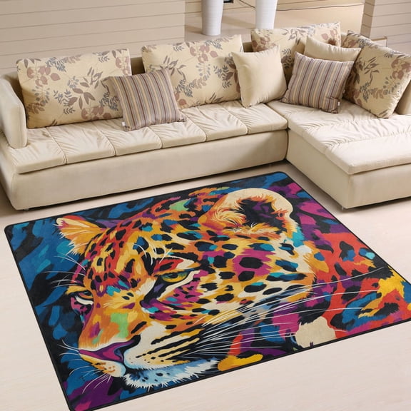 BZSMCE Vintage Area Rugs Leopard Colorful Pattern Creative Area For Home