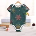 thumbnail image 6 of Whimsical Snowflakes Christmas Green Pure Cotton Bodysuit Short Sleeve Pajamas One-Piece Romper Unisex 3 Months, 6 of 6