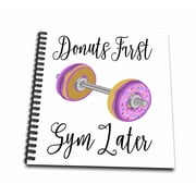 3dRose Donuts First Gym Later, Donut Dumbbells Word Art - Mini Notepad, 4 by 4-inch