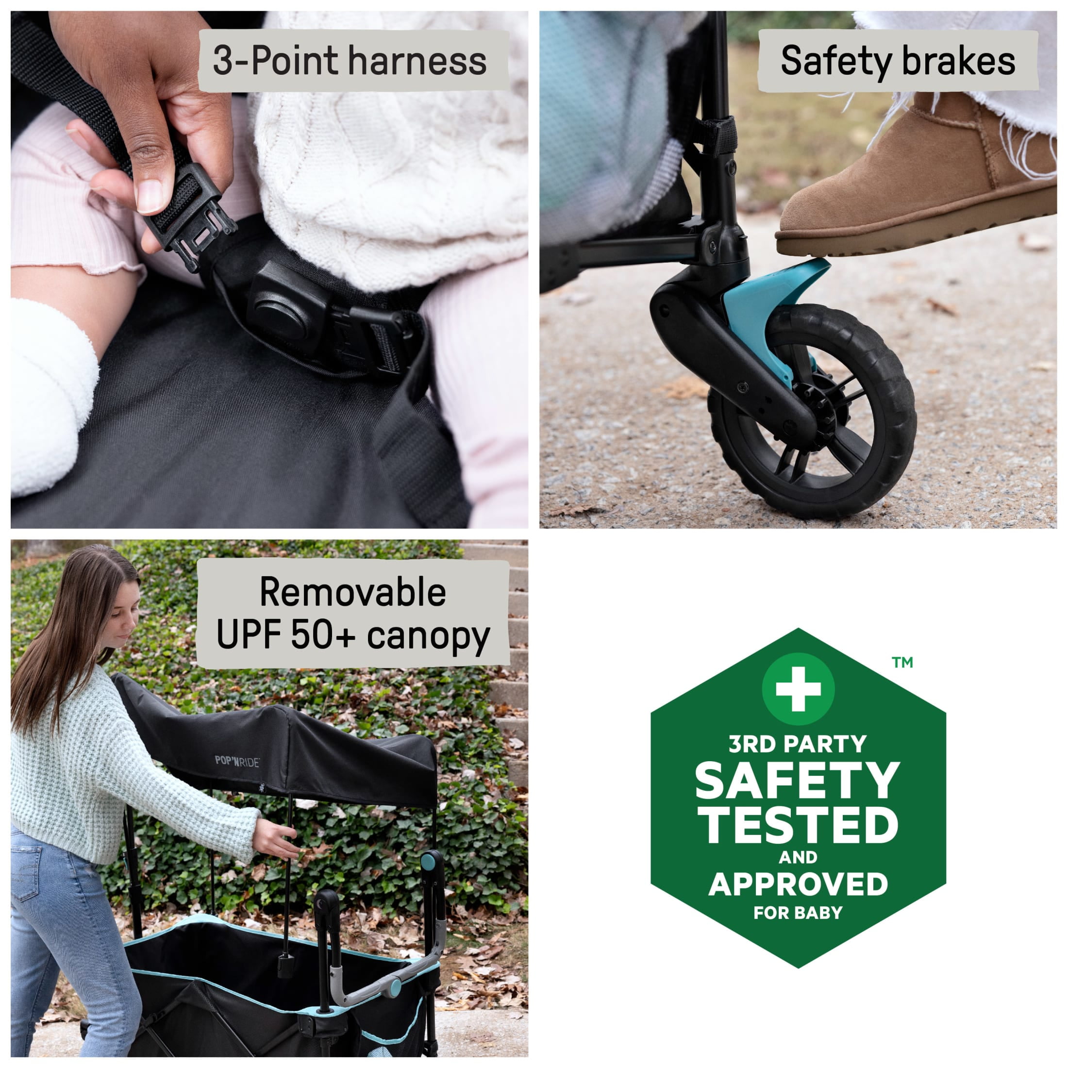 Ingenuity Pop 'N Ride Stroller Wagon - Black & Teal