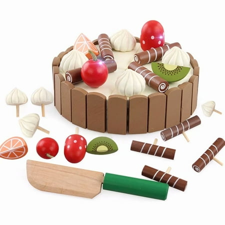 - Akoyovwerve DIY Birthday Party Fruit Cake Toys Simulation Pretend Food Playset Education Cutting Food Toy for Children Boys Girls