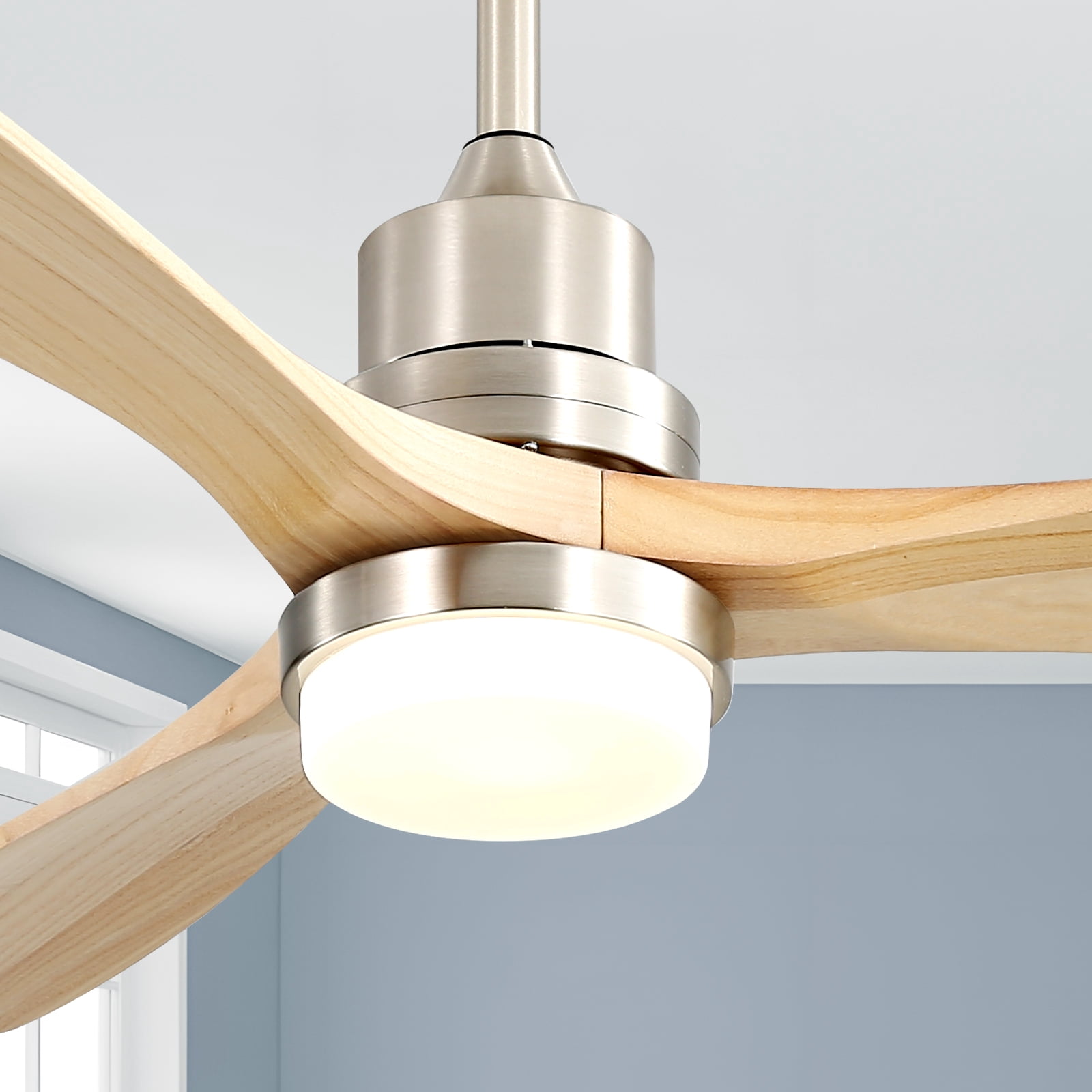 Sofucor 52" Nickel Modern Ceiling Fan with LED Light