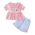 thumbnail image 5 of HAYIMI Girls Summer School Short Sleeve Tops Shorts With Cute Pencil Embroidery Two Piece Outfit Sets Soft Clothes Sets, 5 of 8
