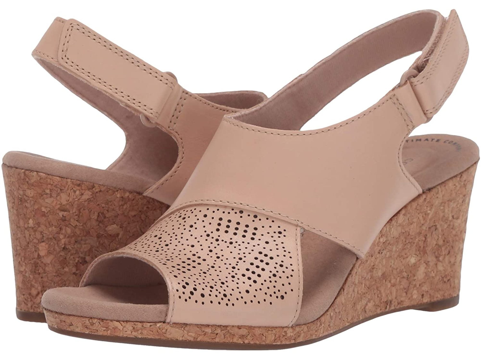 clarks peep toe wedges