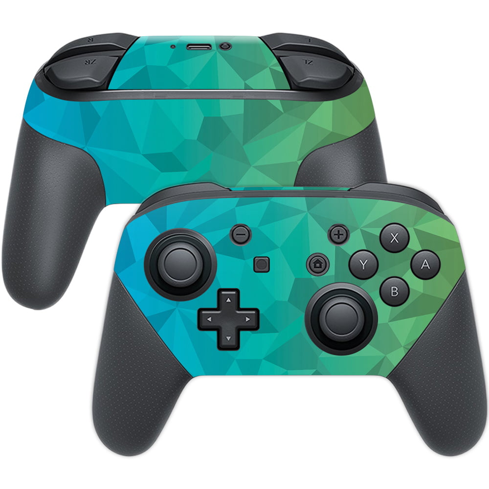 Skin Decal Wrap For Nintendo Switch Pro Controller Blue Green Polygon