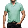 thumbnail image 5 of Timoontee Men's Fashion Short Sleeve Tee Collared Button Detail Printed Casual Durable All Season Easy Care Everyday Wear Green XXL, 5 of 9