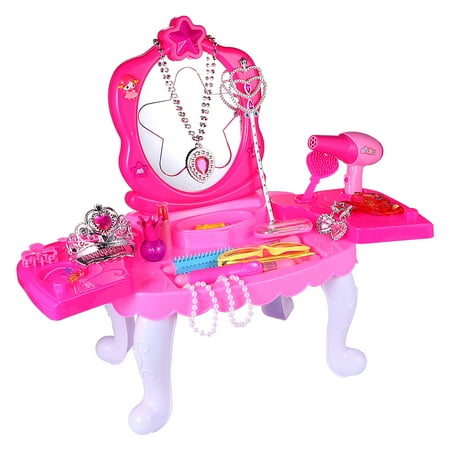 

24PCS Novelty Makeup Table Toys Colorful Dressing Table Simulation Beauty Makeup Toys Role Play Toys with Light for Children Gir