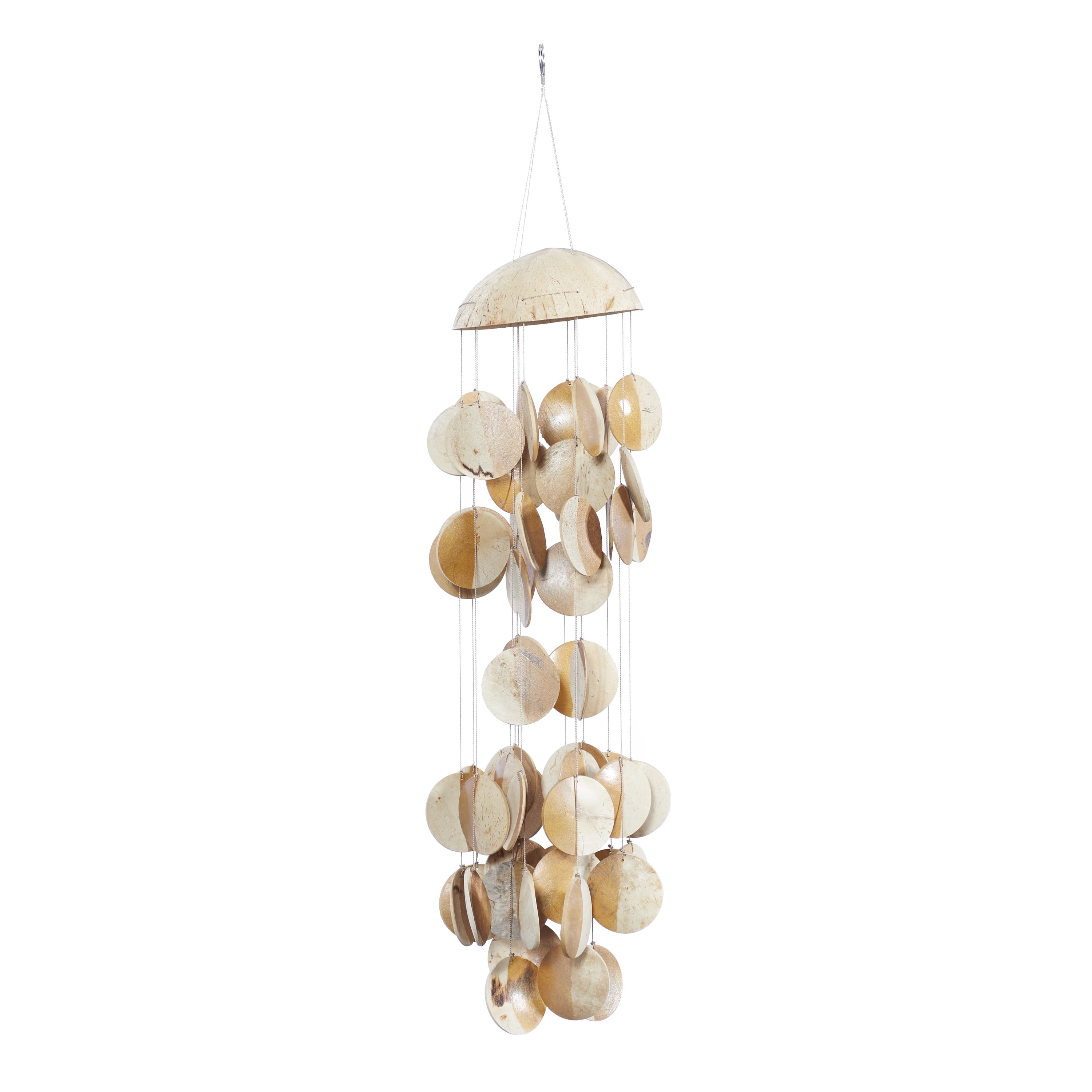 DecMode 17" Gold Wood Jellyfish Inspired Geometric Windchime