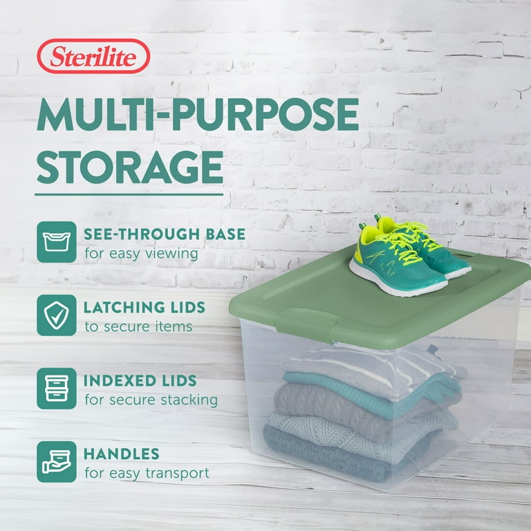 Sterilite 64 Quart Latching Storage Container Tote Crisp Green 6 Pack