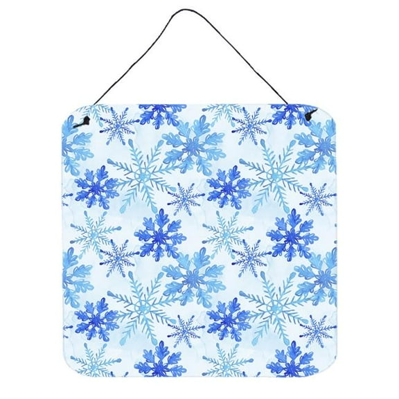 Blue Snowflakes Watercolor Wall or Door Hanging Prints, 6 x 6 in.