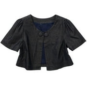 Juniors Metallic Denim Shrunken Swing Jacket