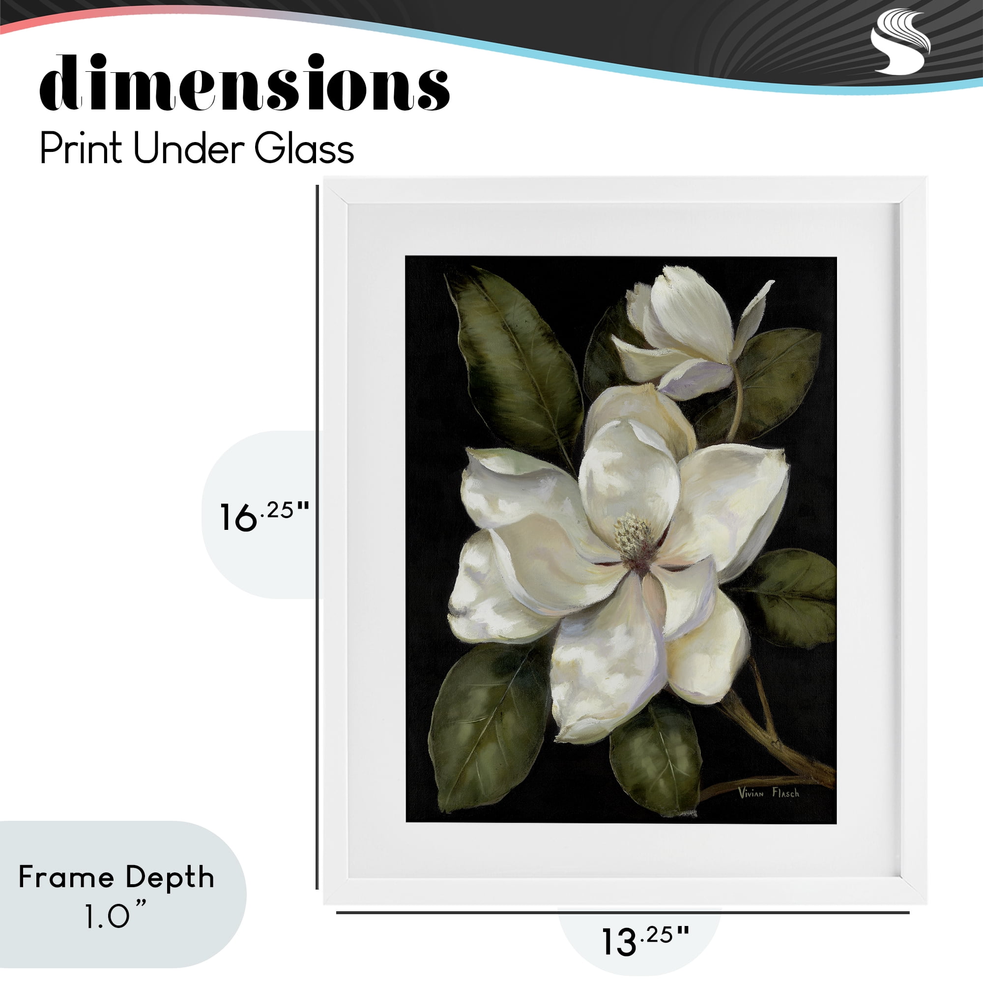 Stupell Industries Blooming Magnolia Buds White Framed Print Under Glass, design by Nan