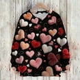 thumbnail image 2 of Nokdvo Sweatshirts for Women Lightweight Valentine Love Heart Print Crewneck Pullover Tops Fall Winter Casual Knit Loose Pullover Sweaters,Black L, 2 of 4