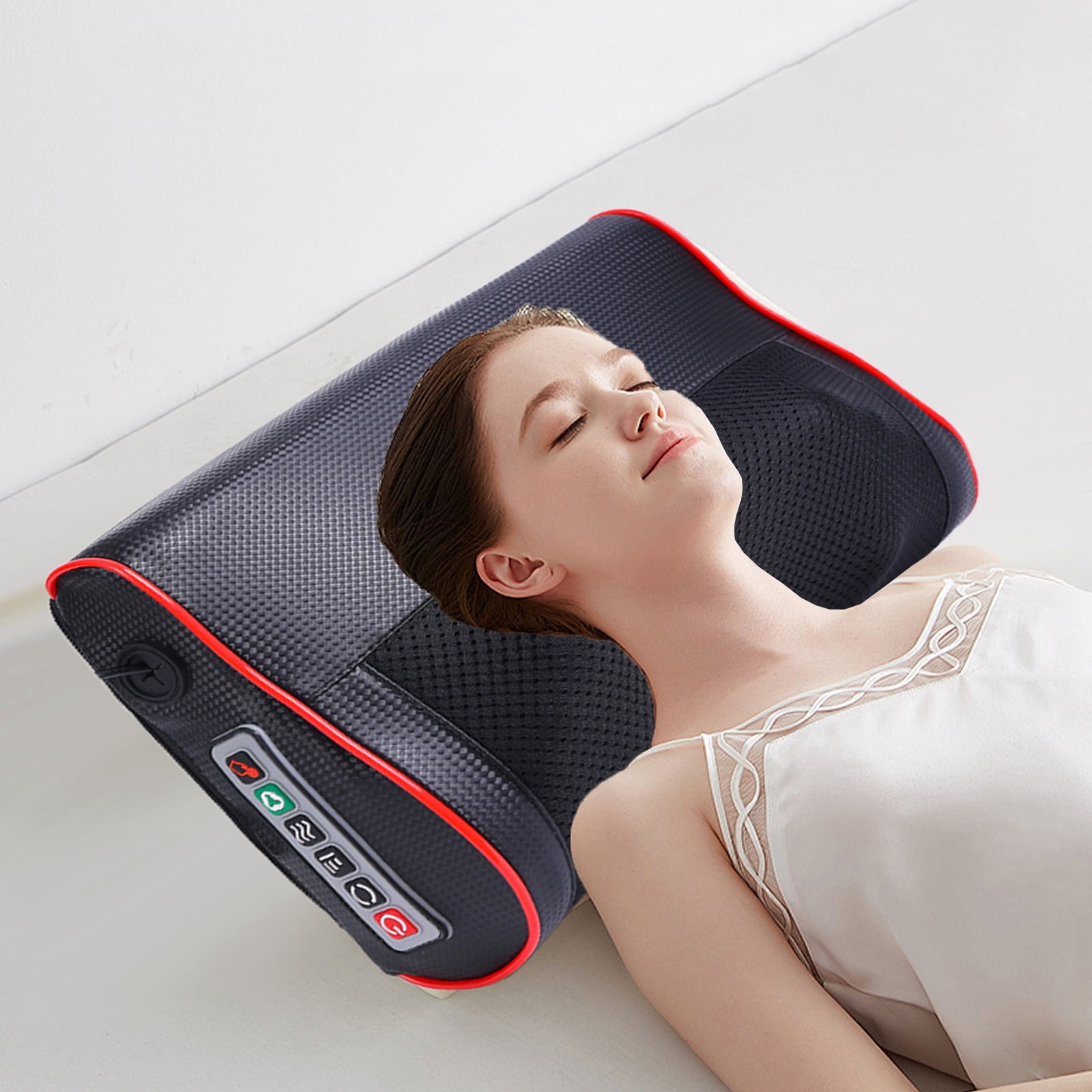 Kbndieu Back and Neck Massager with Heat, Portable Shiatsu Electric Massage Pillow for Upper and Lower Back, Neck and Shoulders, Lightweight for Home, Office, Travel (Black) on Clearance