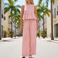 thumbnail image 2 of Women’s Pants Set for Casual Weekend Wear Sleeveless Top and Straight Leg Pants Modern Two Piece Ensemble Plaid Red S, 2 of 6