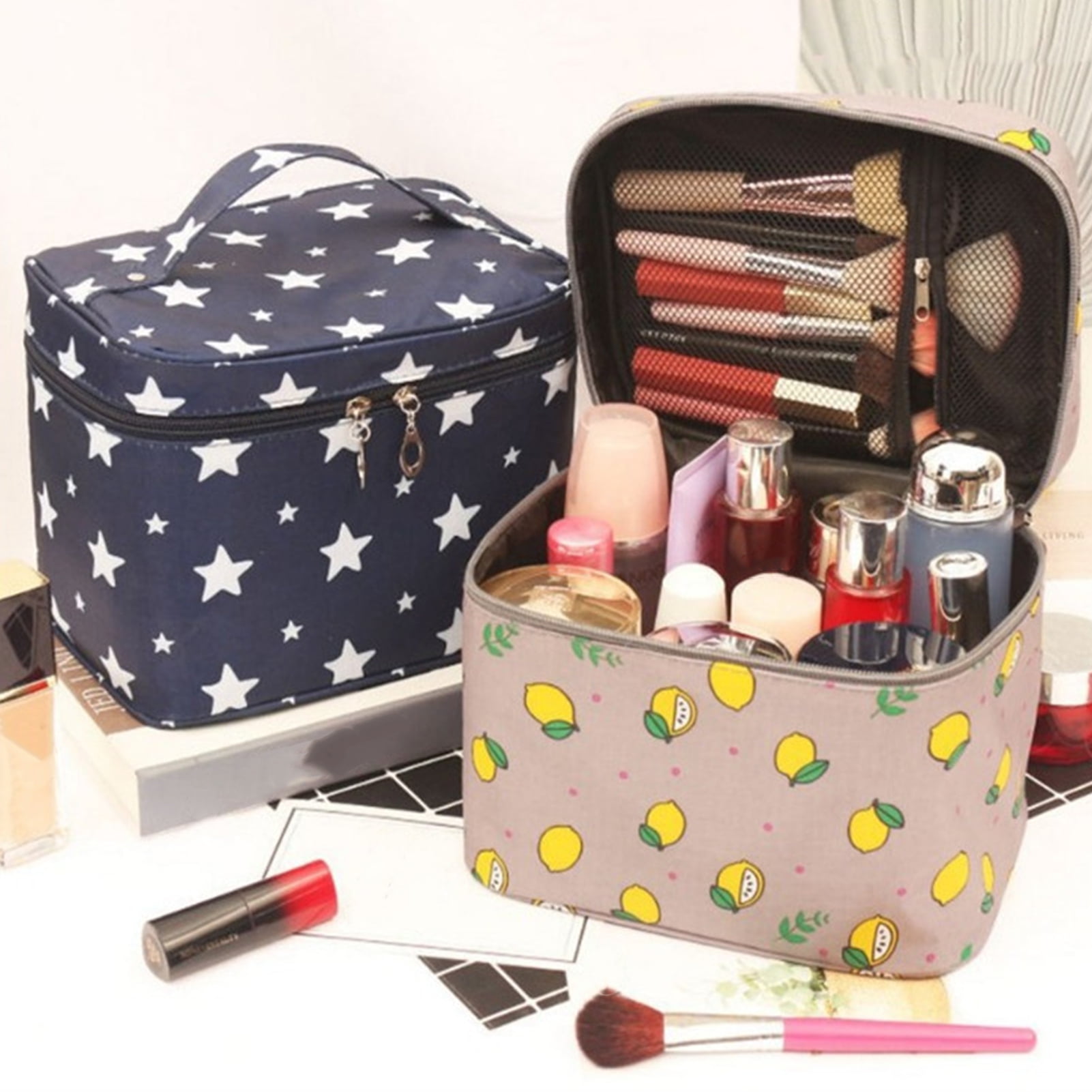 ARNUZ Designer Makeup Bag, High-Quality Polyester Material Hanging Makeup  Bag, Moderate Size Vanity Case, Toiletry Pouch Beauty Bag, Cosmetic Storage