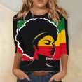 thumbnail image 2 of Penkiiy Black History Month Shirts for Women Women's Black Month Printed Round Neck 3/4 Sleeve T-shirt Top L Multicolor, 2 of 5
