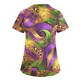 thumbnail image 3 of Hearthz Mardi Gras Fitted Scrub Tops Women Stretchy Fat Tuesday Carnival Womens Tshirts V Neck Short Sleeve Nurse Uniforms with Pocket S-5XL, 3 of 4
