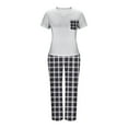 thumbnail image 6 of Bovxnpu Pajamas for Women Set Loungewear Set, Women 2 Piece Lounge Set Short Sleeve Tops and Plaid Long Pants With Pocket Soft Sleepwear, 6 of 6