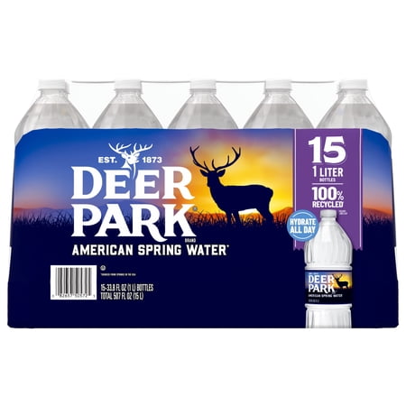 Deer Park Brand Spring Water, 1-Liter Plastic Bottles (Pack Of 15)