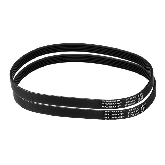 Paquete de 2 correas V estriadas 220J6 PJ de 6 estrías, 22" de longitud x 0.55" de ancho x 0.14" de altura, correa micro V de goma EPDM