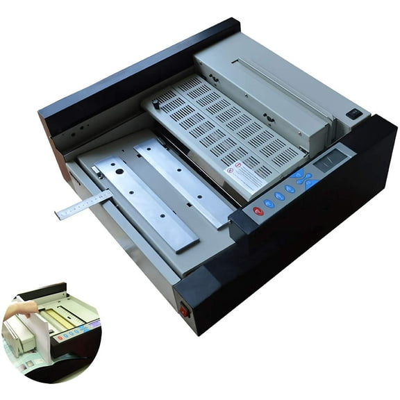 INTBUYING Automatic A3 Book Binding Machine Electric LCD Hot Melt Book Paper Desktop Binder for Book Album Document Binding