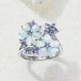thumbnail image 4 of Ross-Simons Opal and .36 ct. t.w. Tanzanite Flower Ring in Sterling Silver, Women's, Adult, 4 of 5