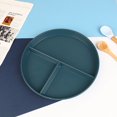 thumbnail image 1 of 1Pc Divided Dish In 3 Diet Reusable Round Dinner Plate Kitchen Dinnerware Portion Plates For Adults 3 Compartments Microwave Blue, 1 of 6