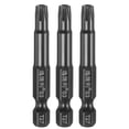 thumbnail image 1 of Uxcell 3pcs Punta de Destornillador Torx T27 1/4" Hex Shank 50mm/2" Longitud Acero S3 Magnético a Prueba de Manipulación Cabeza Estrella de 6 Puntos Punta de Destornillador Hex, Negro, 1 of 7