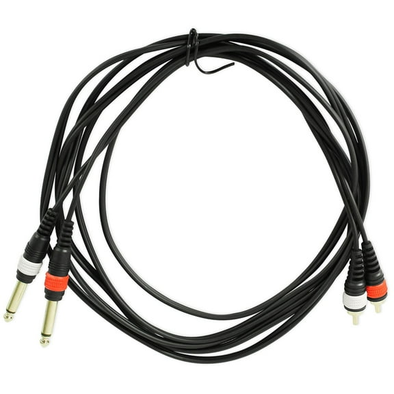 Rockville RMDPR10B 10' Dual 1/4" TS to Dual RCA Cable 100% Copper