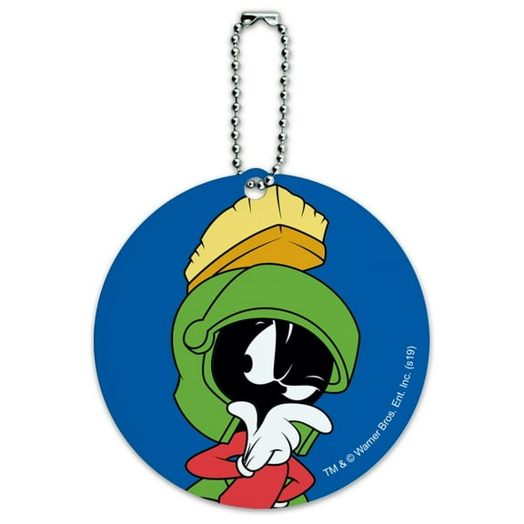 Looney Tunes Marvin The Martian Round Luggage ID Tag Card Suitcase Carry-On