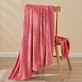 thumbnail image 4 of EMME Fleece Blanket Twin Throws for Couch Sofa Flannel Blankets for Bed, Warm, Plush, Soft, Cozy, with Geometric Grid Design (Coral Red,60"x 80"), 4 of 8