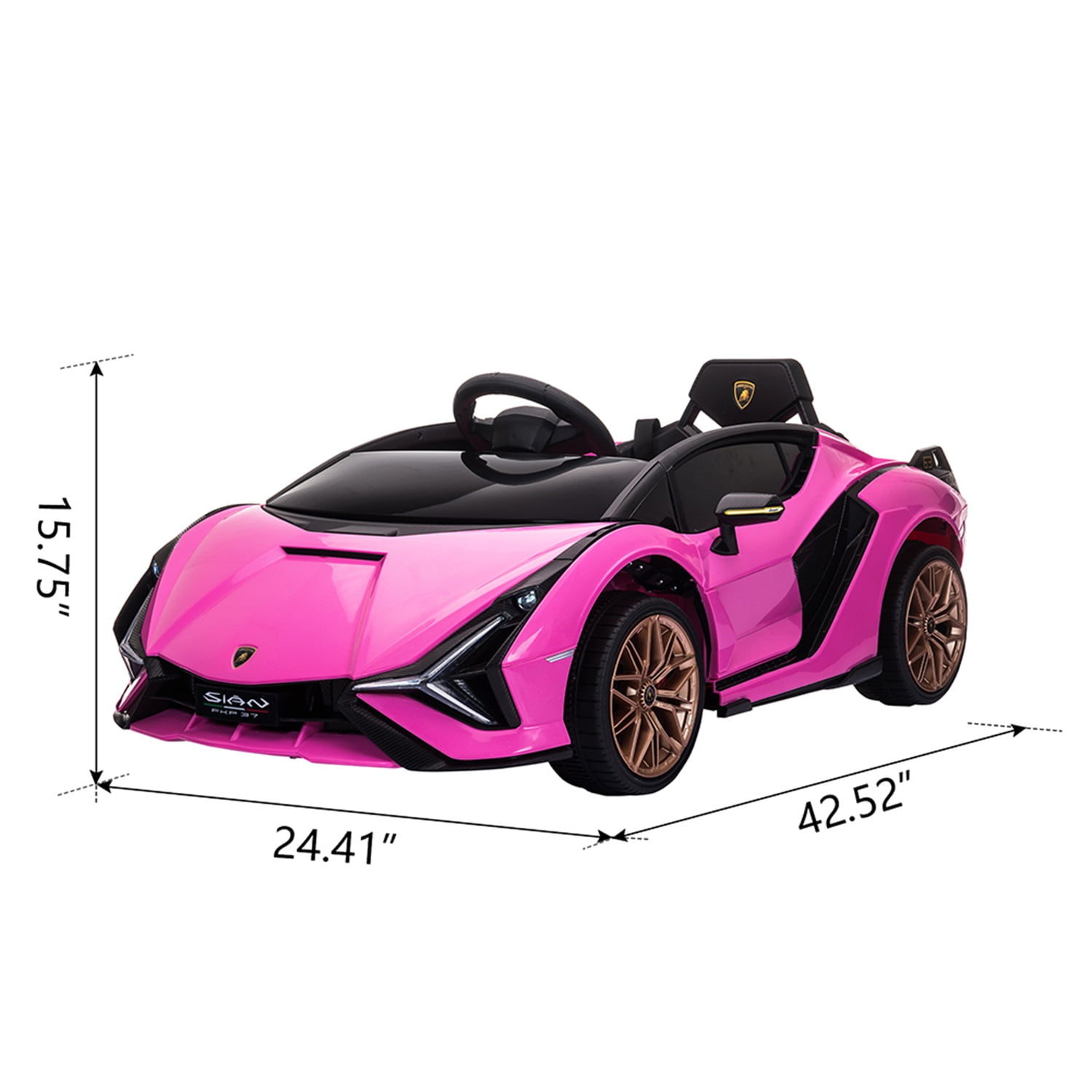 CIPACHO Kids Electric Ride On 12V Licensed Lamborghini SIAN Battery Powered Sports Car Toy with 2 Speeds, Parent Control, Sound System, Pink