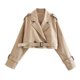 thumbnail image 1 of Gabardina recortada de color caqui para mujer, chaqueta de diseño recortada de manga larga, abrigos sueltos informales elegantes para mujer, Top nuevo para mujer, 1 of 4