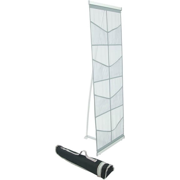 Vispronet Mesh Brochure Holder - 1.7ft x 4.5ft Portable Literature Stand with 8 Pockets & Carrying Bag, Collapsible Literature Rack For Businesses, Standing Brochure Holder, Trade Show Supplies