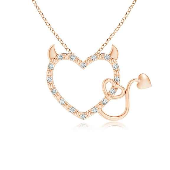 ANGARA Natural Diamond Devil Heart Pendant in 14K Rose Gold for Women (Size-1mm | Color-G | Clarity-VS2) | April Birthstone, Birthday, Anniversary, Jewelry Gift for Women | Natural Diamond Necklace