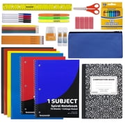 Trailmaker School Supplies Kit 45 Piece School Supply Kit Grades K-12 – Back to School Essentials Includes Folders Notebooks Pencils Pens and Much More!