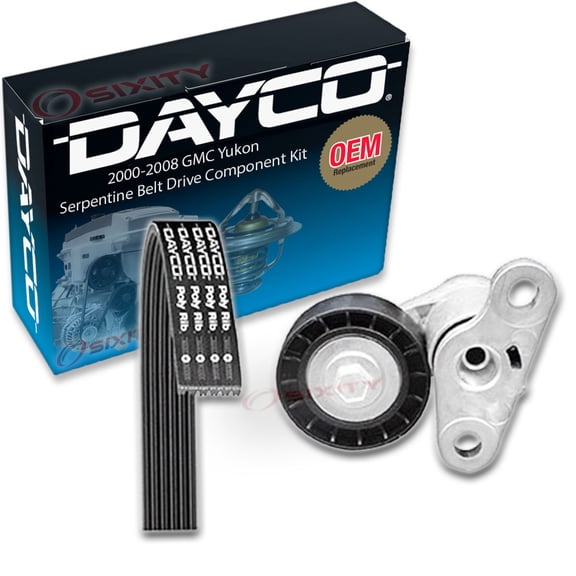 Dayco AC Tensioner Serpentine Belt Drive Component Kit compatible with GMC Yukon 4.8L 5.3L 6.0L 6.2L V8 2000-2008