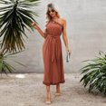 thumbnail image 4 of Femmes Robe Max Robe pour Femmes Été une Épaule Robes Bodycon Robes de Cocktail Robes de Soirée Sans Manches Longue Adulte Vêtements Féminins Brun Taille XL, 4 of 7