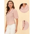 thumbnail image 2 of Blusa de Manga Corta Allegra K Para Mujer Rosa XS, 2 of 4