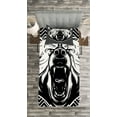 thumbnail image 3 of Ambesonne Bear Quilted Bedspread Set 2 Pcs, Scary Roar on Zigzag Lines, Twin Size, Black White, 3 of 3