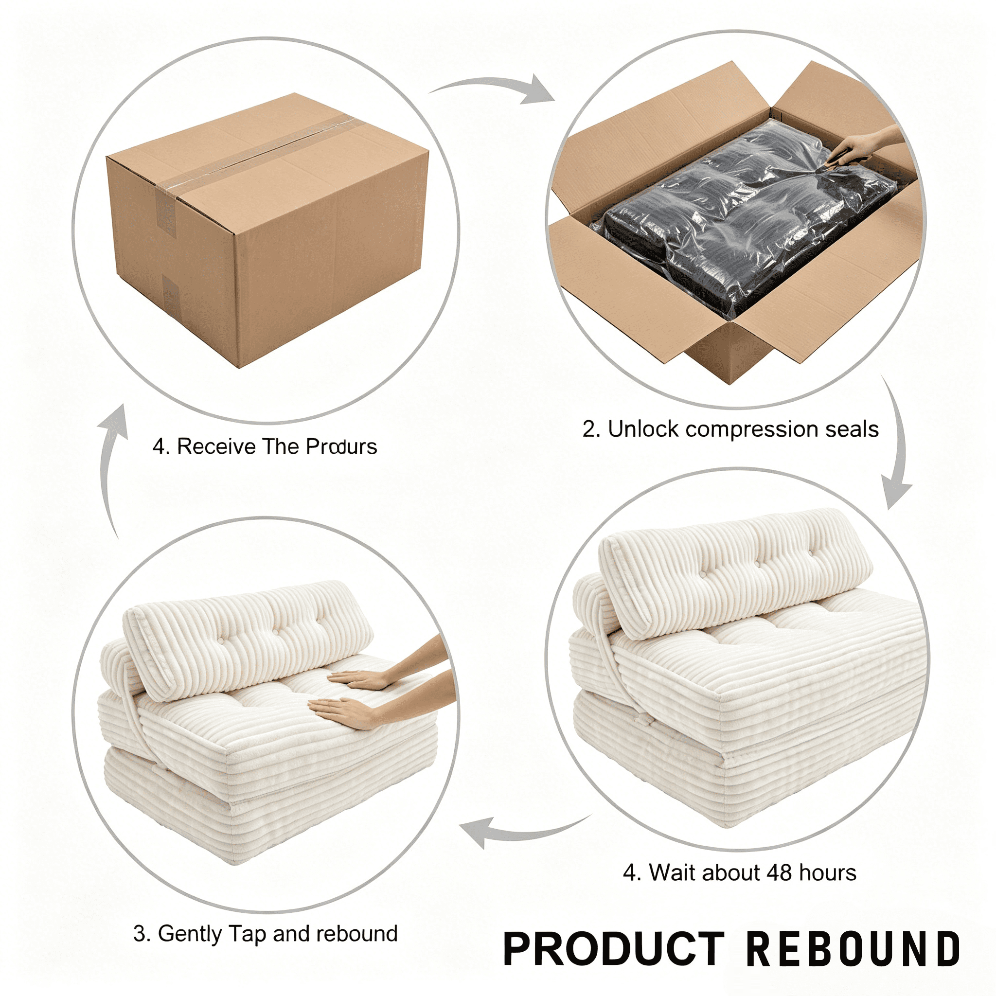 Howcool Corduroy Folding Sofa Bed,3 in 1 Convertible Sleeper Chair with Pillow & Lumbar Pillow,Boneless Floor Sofa Couch Lounge Chair for Living Room Dorm,Beige