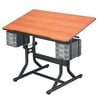 Alvin Art Drawing and Hobby Table Black Base with Cherry Woodgrain Top