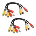 thumbnail image 1 of 2X 3 RCA Macho Una 6 RCA Hembra Divisor de Enchufe Audio TV DVD Adaptador de Video Cable AV, 1 of 5