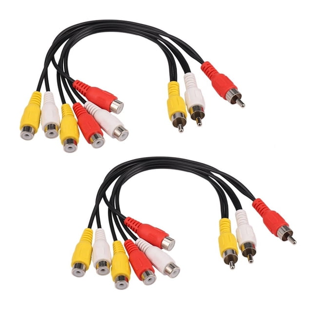 2X 3 RCA Macho Una 6 RCA Hembra Divisor de Enchufe Audio TV DVD Adaptador de Video Cable AV